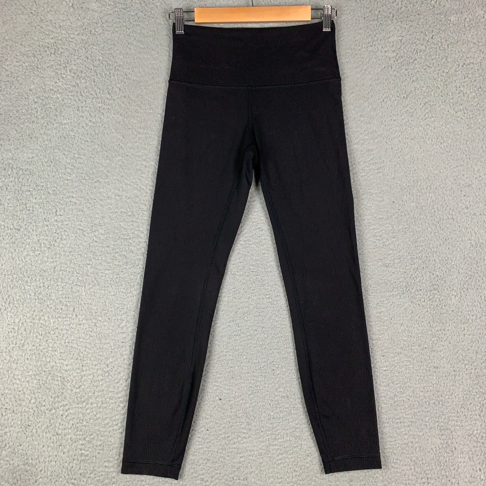 Lululemon Wunder Under High-Rise Tight Womens 4 Ribbed Black Yoga Leggings 25"